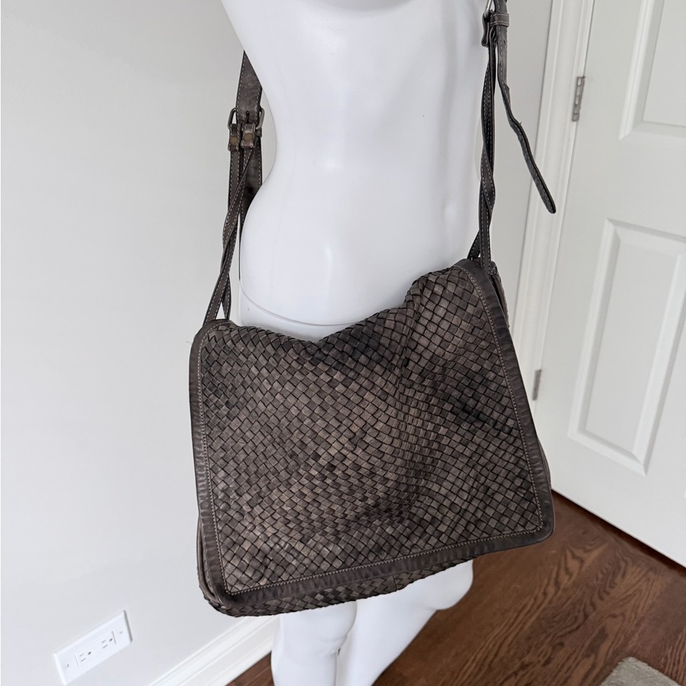 Beautiful Giorgio Brato Leather Crossbody in Olive/ Grey